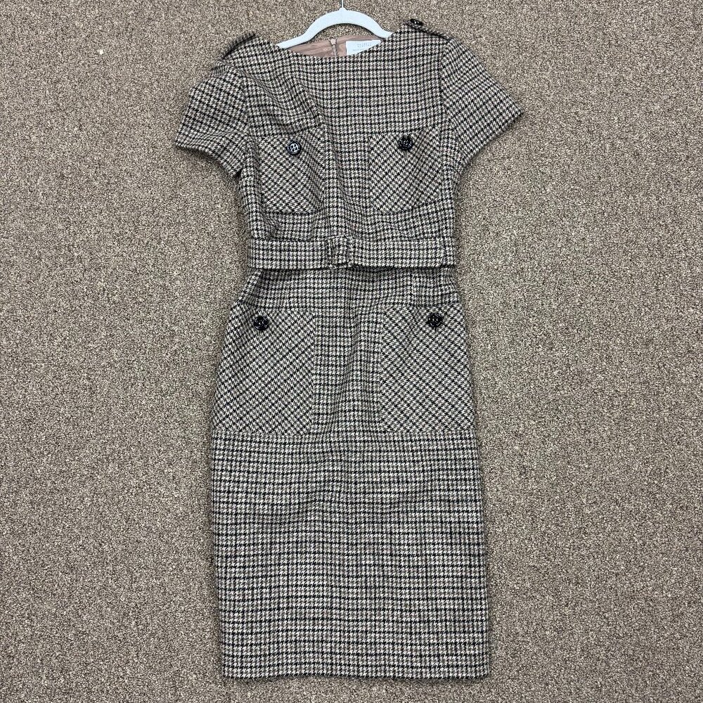 Barneys New York Houndstooth Belted Dress